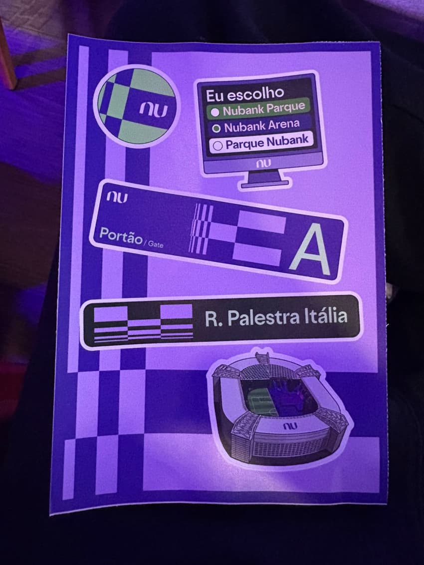 Opções apresentadas pelo Nubank para votação para definidr o novo nome da arena do Palmeiras (Foto: Reprodução)