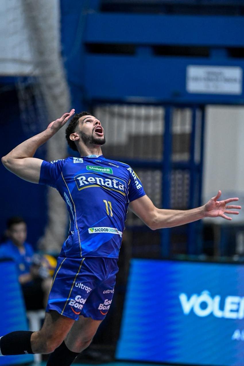 Judson, do Campinas, em ação nas quartas de final da Superliga Masculina 25/26 (Foto: Pedro Teixeira/Vôlei Renata)