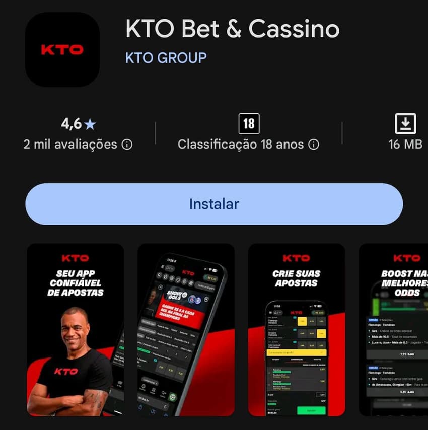 Captura de tela do app KTO na loja Play Store.