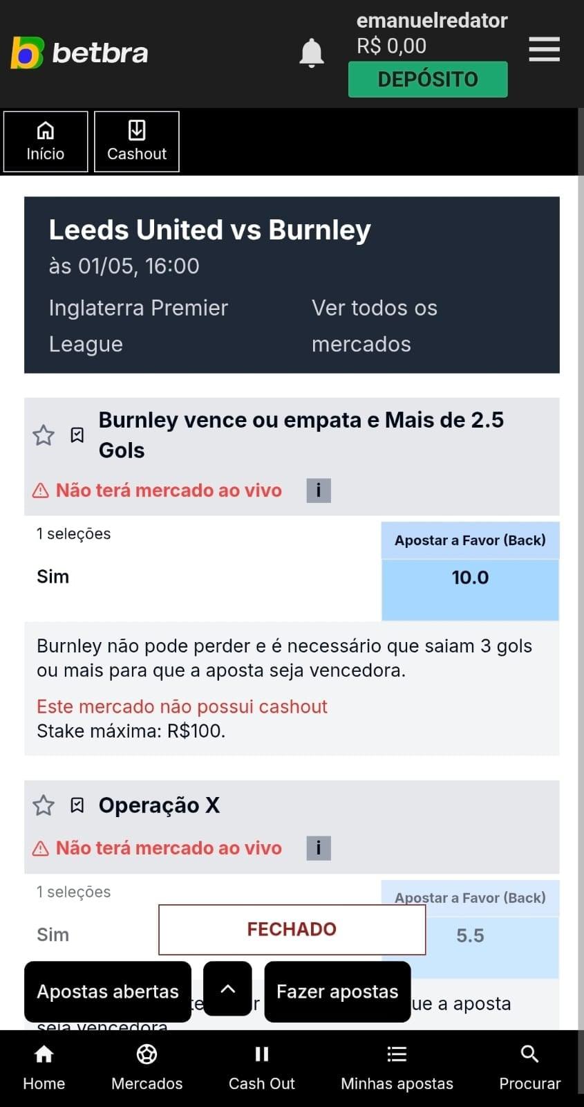 Captura de tela da BetBra, uma nova plataforma de apostas no Brasil exibindo os eventos com Super Odds.