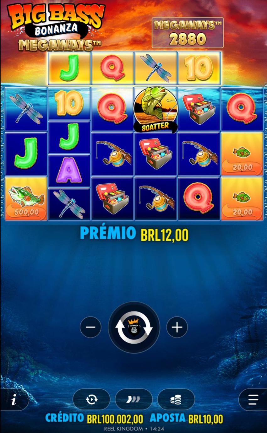 Cpatura de tela do slot Big Bass Bonanza na Br4Bet.