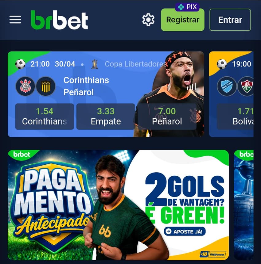 Captura de tela da BRBET com bônus de Pagamento Antecipado.