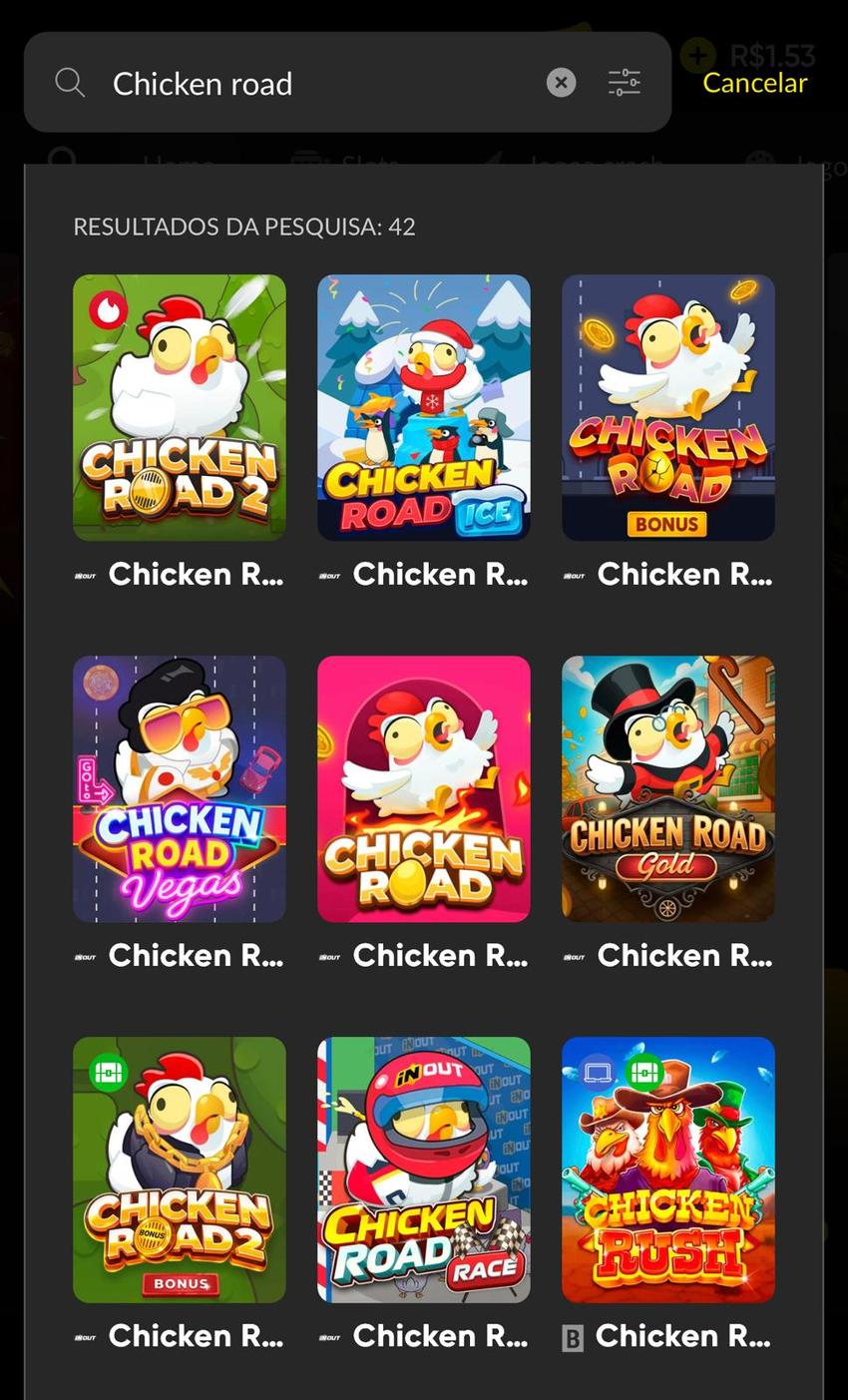 Captura de tela das opções do Chicken Road na BetBoom.