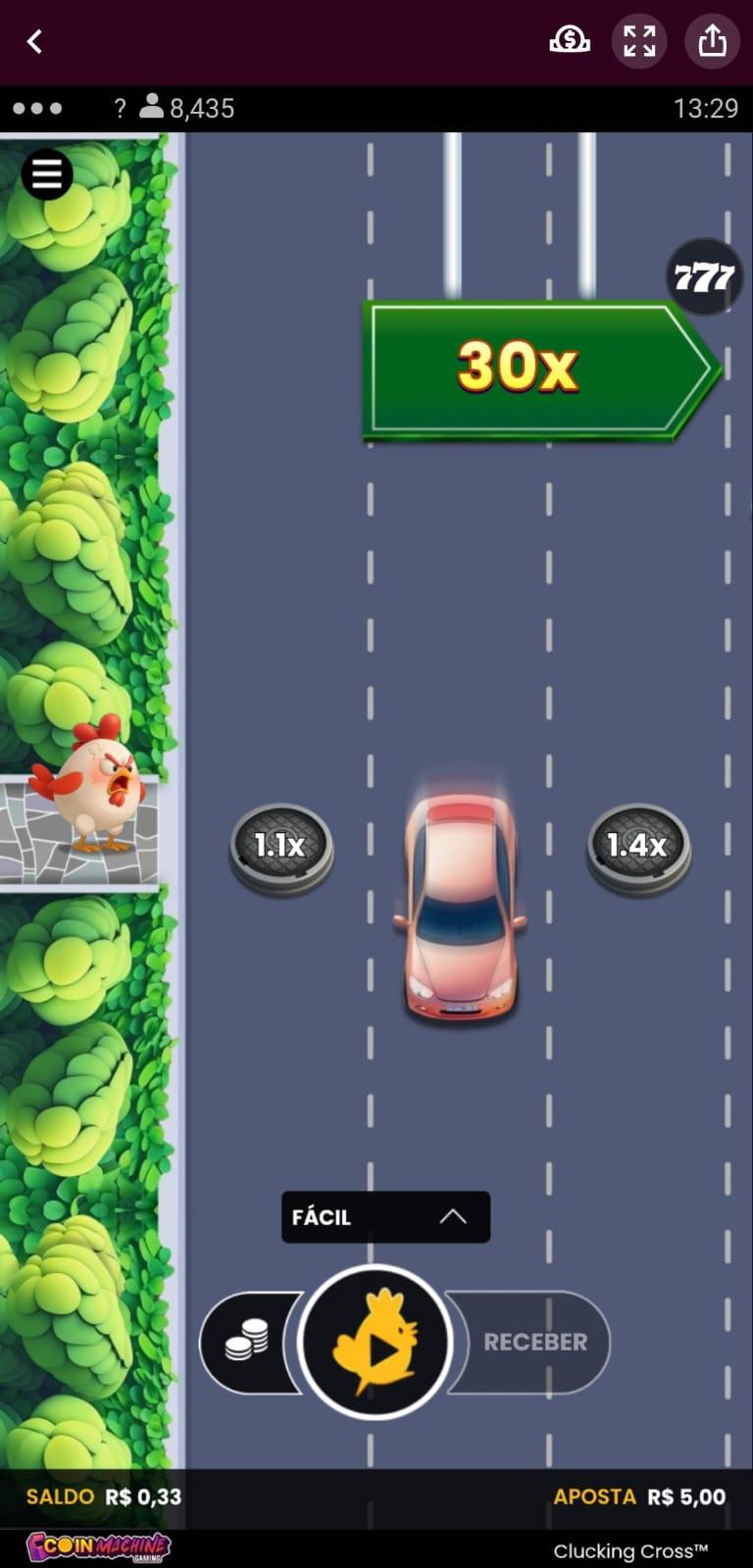 Captura de tela do Clucking Cross na Superbet, um jogo alternativo ao Chicken Road.