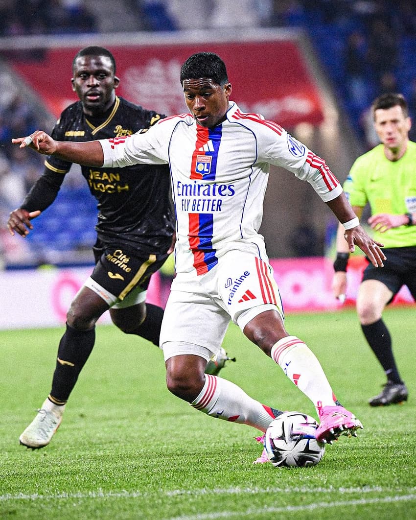 Endrick em ação pelo Lyon (Foto: Divulgação/Twitter @Ligue1_POR)
