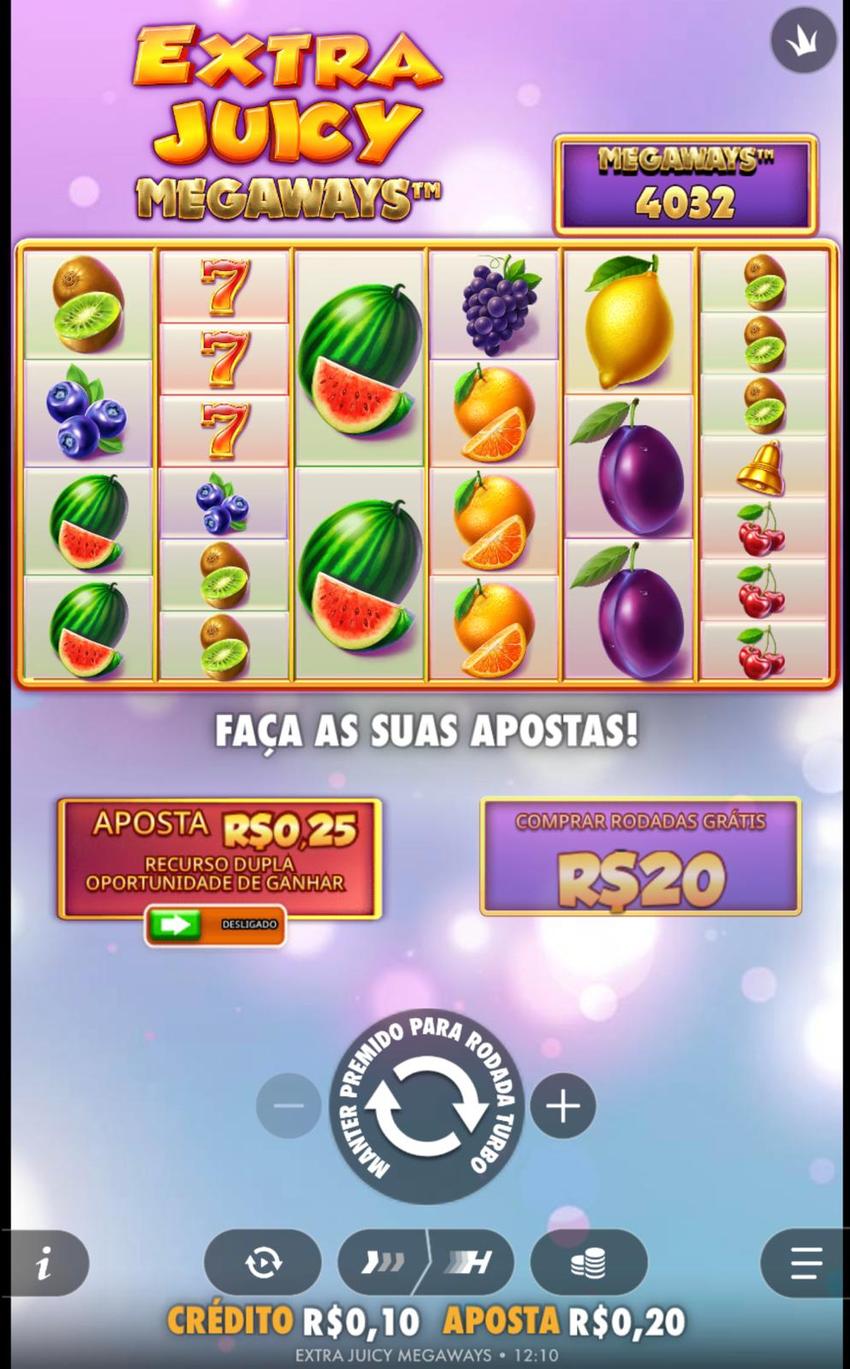 Captura de tela do jogo Extra Juicy Megaways na Bet dá Sorte.