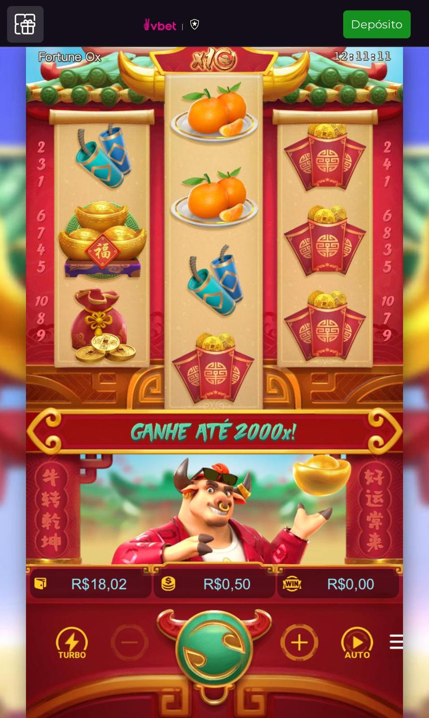  Captura de tela mostra uma aposta sem vitória em um suposto minuto pagante no Fortune Ox.