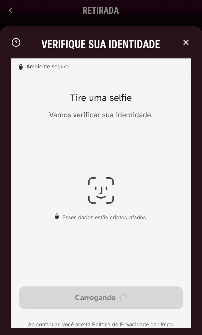 Captura de tela da verificação de identidade para fazer um saque na Superbet.