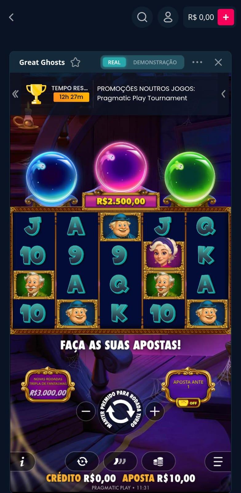 Captura de tela do slot Great Ghosts! na Novibet.