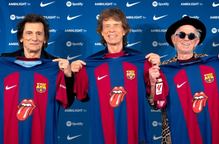 Barcelona camisa patrocínio rolling stones mick jagger