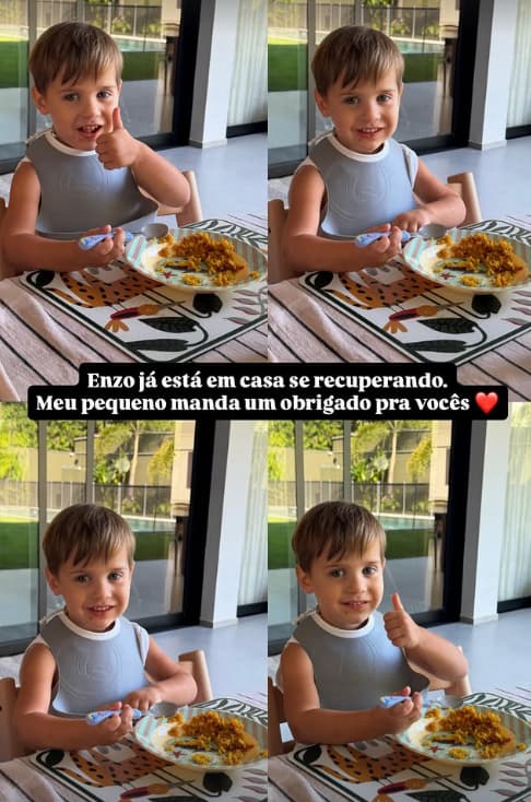 Saúl agradece carinho da torcida do Flamengo com seu filho Enzo (Foto: Reprodução)