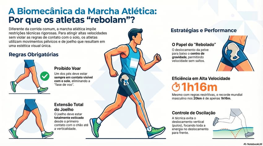 Movimento do quadril é uma consequência natural da passada na marcha atlética