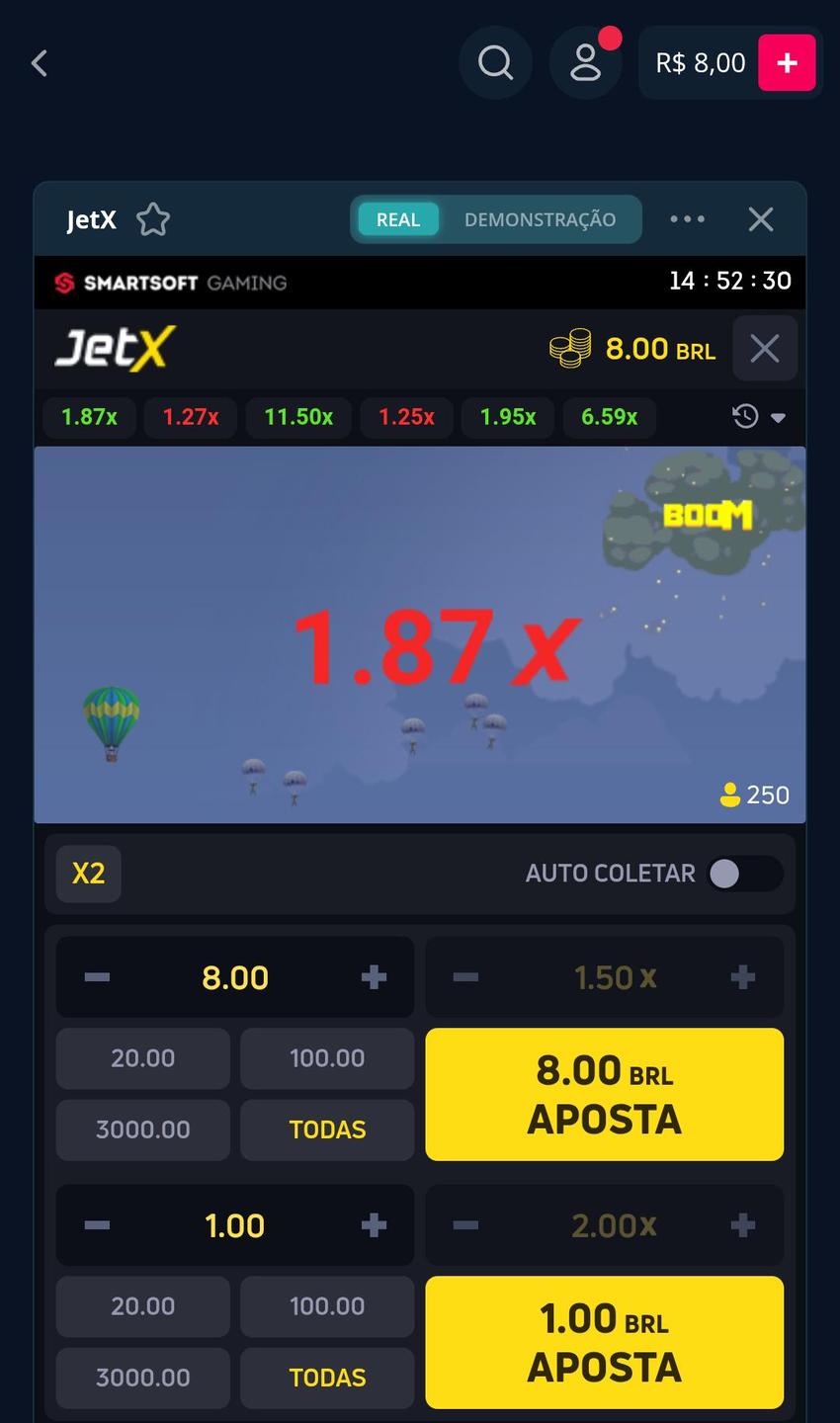  Captura de tela do JetX na Novibet.