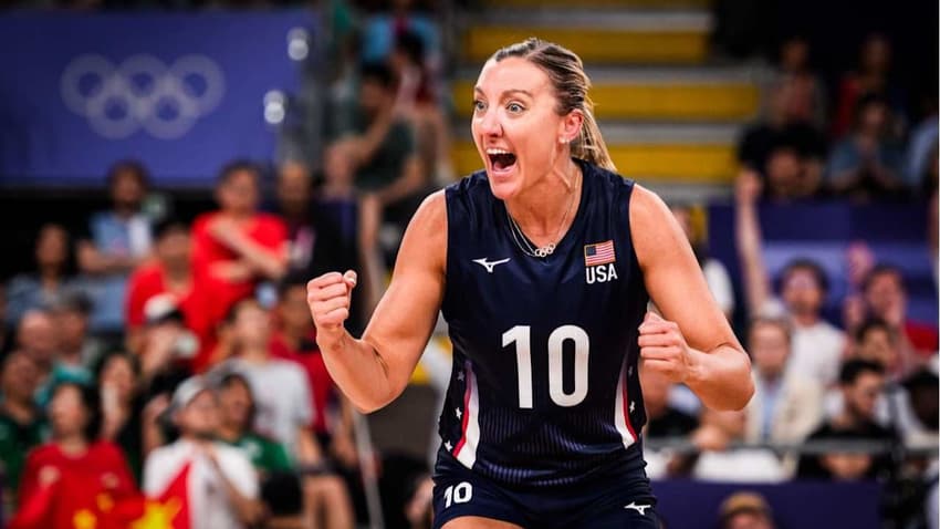 Jordan Larson nos Jogos Olímpicos de Paris 2024 (Foto: Divulgação/FIVB)