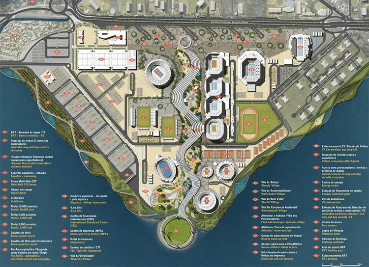 Mapa do Parque Olímpico do Rio de Janeiro