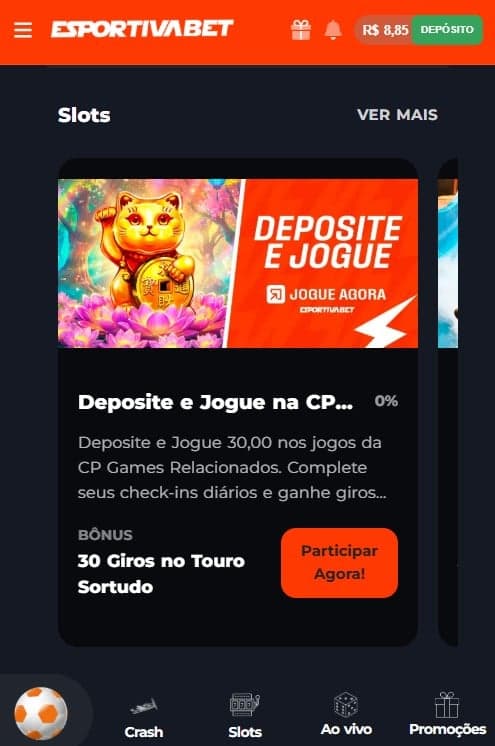 Captura da tela de missões na Esportiva Bet.