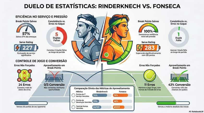 Gráfico mostra números da vitória de João Fonseca sobre Rinderknech (Reprodução)
