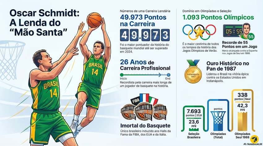Gráfico mostra feitos da carreira de Oscar Schmidt (Reprodução)