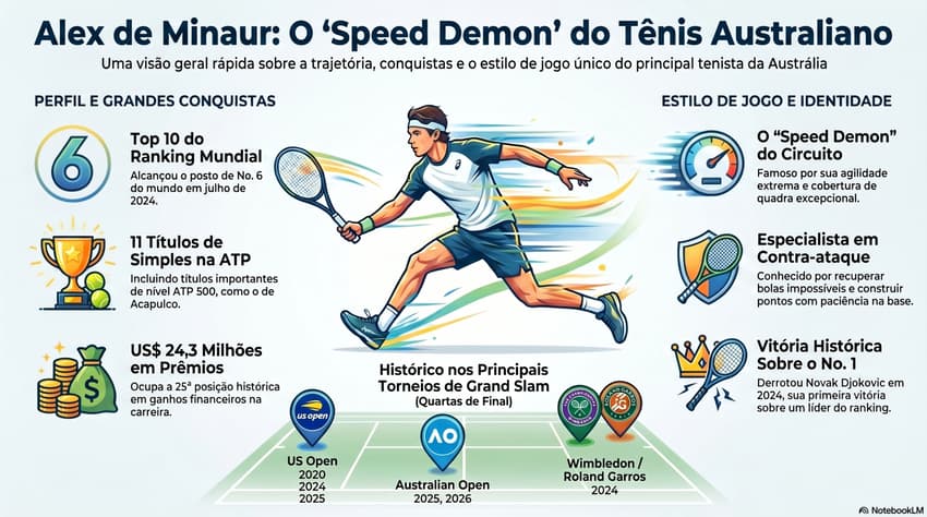 Gráfico mostra feitos da carreira do tenista australiano Alex De Minaur (Reprodução)