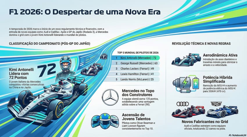 Gráfico mostra como está a temporada da Fórmula 1 (Reprodução)