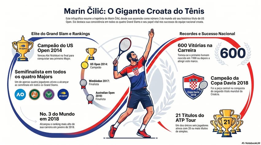 Gráfico mostra feitos da carreira do croata Marin Cilic (Reprodução)