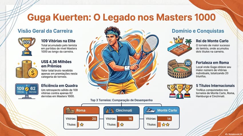 Gráfico mostra números de Guga Kuerten em Masters 1000 (Reprodução)