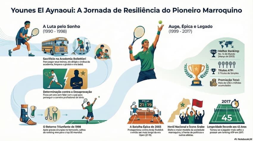 Gráfico mostra feitos da carreira do tenista marroquino Younes El Aynaoui (Reprodução)