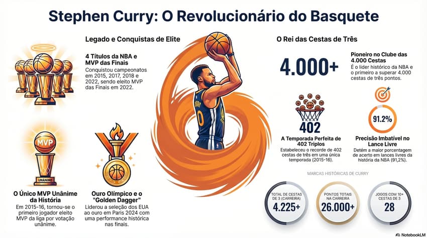 Gráfico mostra feitos da carreira de Stephen Curry (Reprodução)