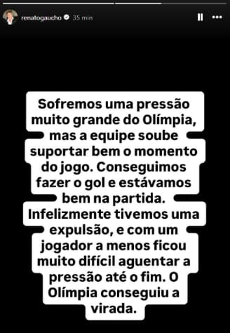 Postagem de Renato Gaúcho em suas redes sociais (Foto: Reprodução/Instagram)