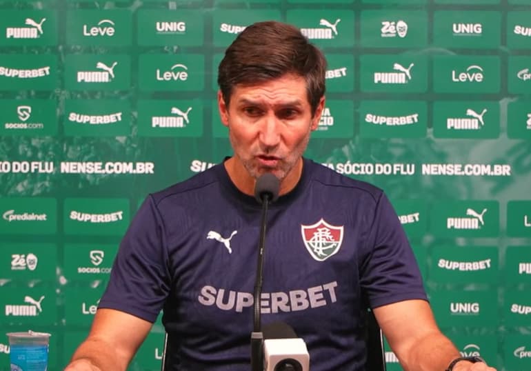 Maxi Cuberas em coletiva após Cruzeiro x Fluminense (Foto: Reprodução/ FluTV)