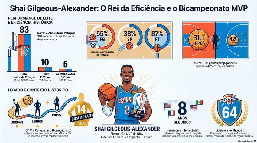 Gráfico mostra feitos de <strong>Shai Gilgeous-Alexander</strong> na NBA (Reprodução)