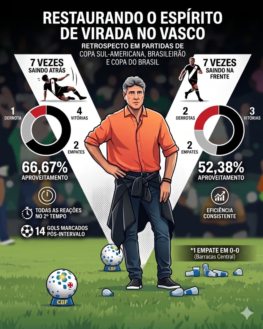 Números de Renato Gaúcho no comando do Vasco (Foto: Gemini)