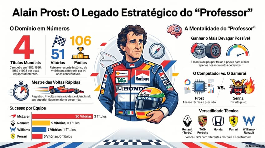 Gráfico mostra feitos da carreira de Alain Prost