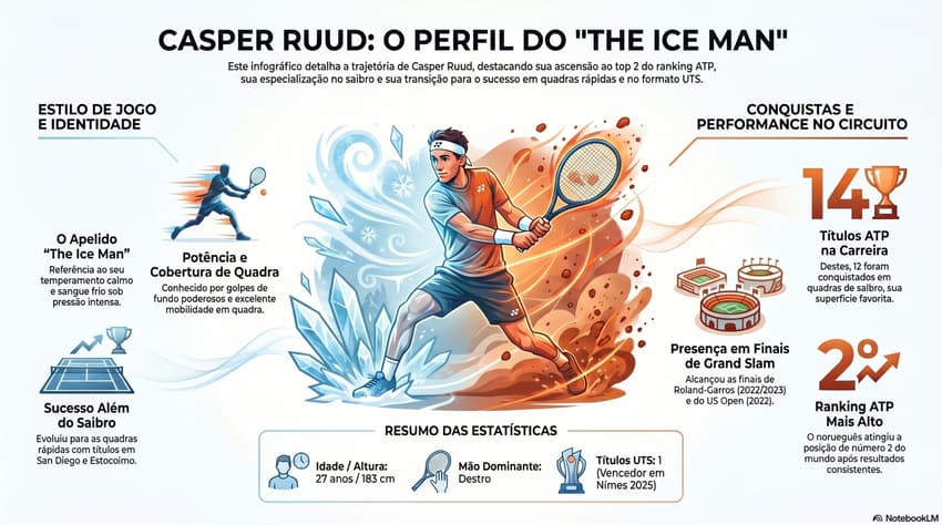 Gráfico mostra números da carreira do norueguês Casper Ruud (Reprodução)