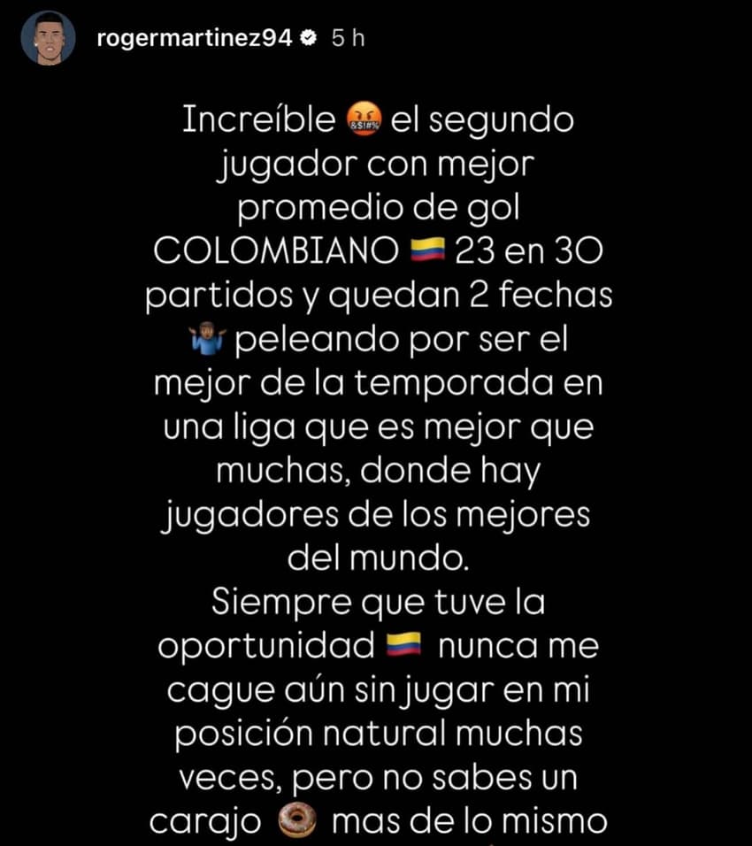 Postagem de Roger Martínez via Instagram (Foto: Reprodução)