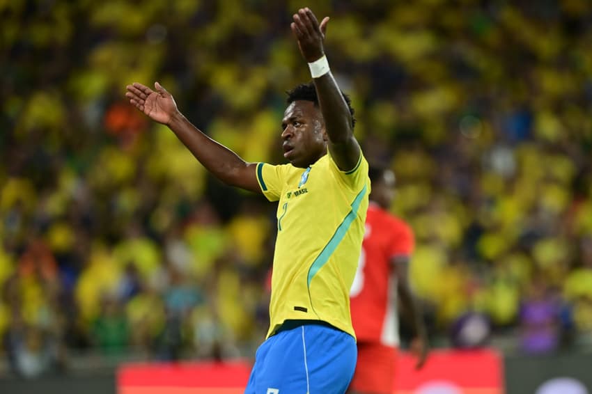 Vini Jr durante a partida da Seleção Brasileira contra o Panamá