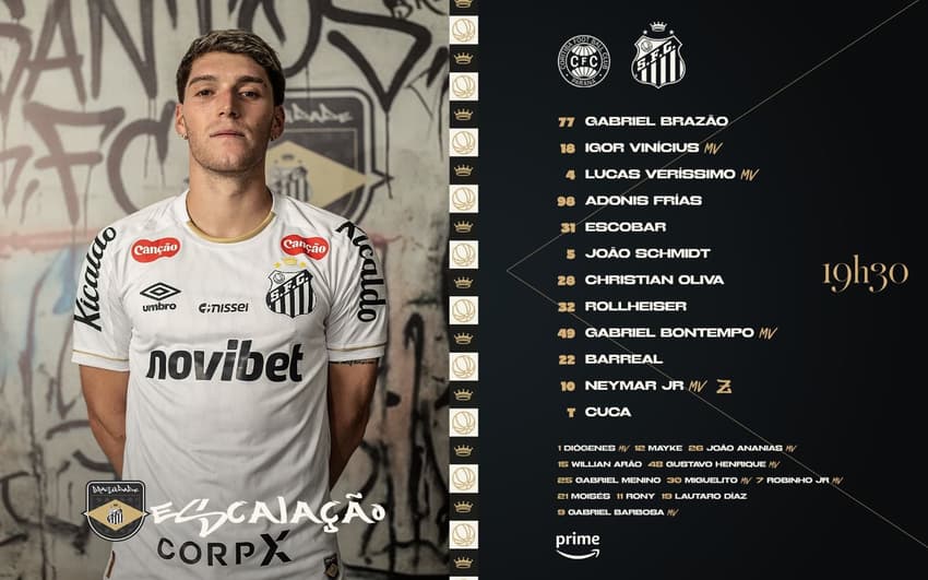 Santos divulga escalação do duelo contra o Coritiba. (Foto: Divulgação/ Santos FC)