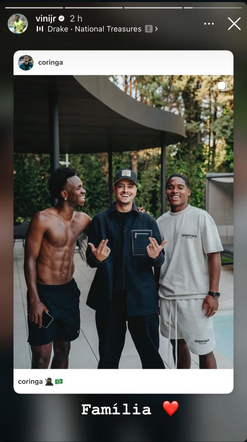 Vini Jr, Coringa e Endrick reunidos em Madrid
