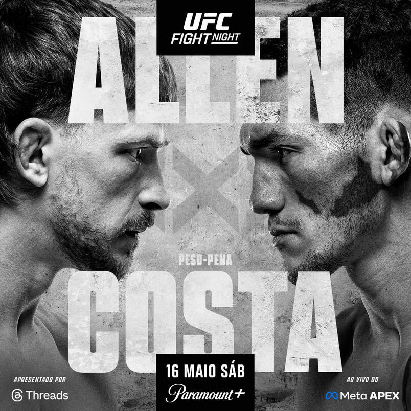 Card oficial do UFC Vegas 117, com Arnold Allen e Melquizael Costa (Foto: Divulgação/UFC)
