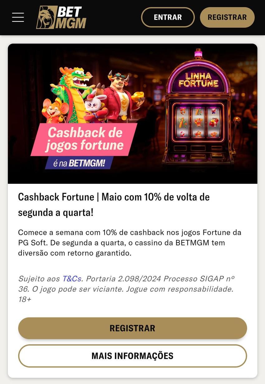 Captura de tela do bônus da BetMGM Jogos Fortune.