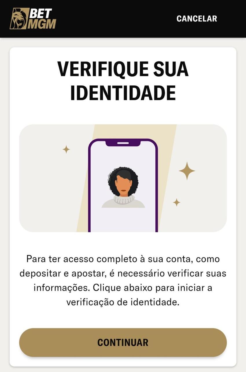 Captura de tela do cadastro na BetMGM.