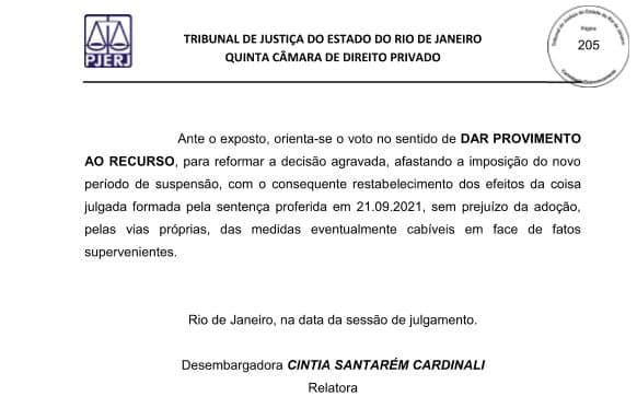 Decisão que anulou a suspensão da organizada do Flamengo (Foto: Reprodução)