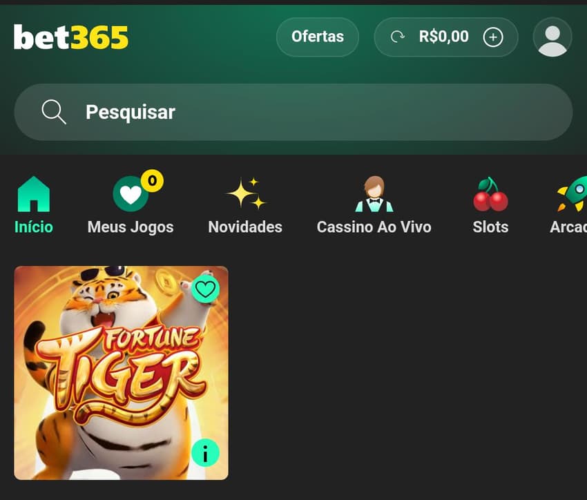 Captura de tela do Fortune Tiger no cassino online da bet365.