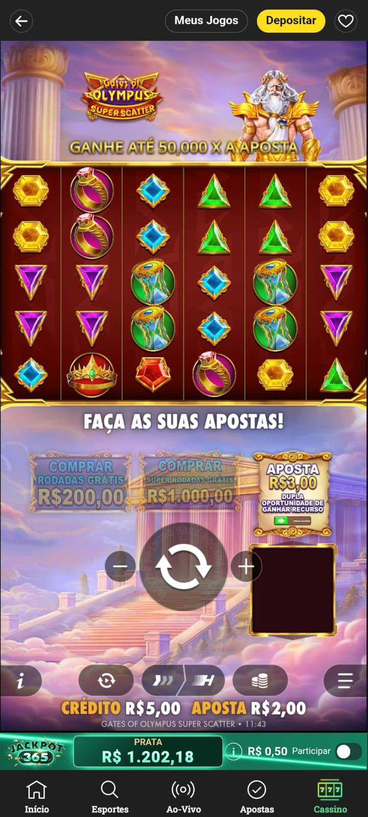 Captura de tela do bet365 game Gates of Olympus Super Scatter.