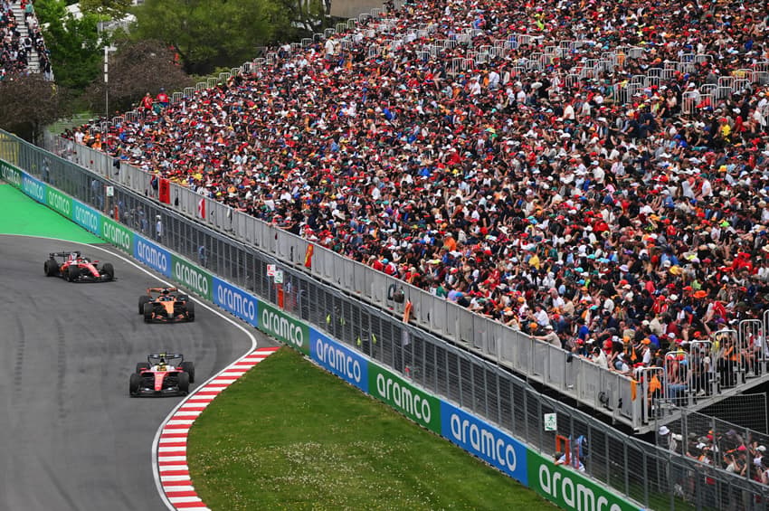 Lewis Hamilton, Oscar Piastri e Charles Leclerc em ação no GP do Canadá pela F1 2026 (Foto: Minas Panagiotakis/Getty Images/AFP)