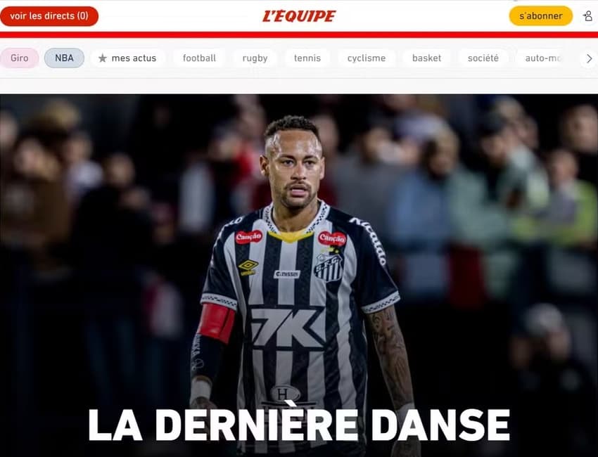 L'equipe (França) repercute convocação de Neymar para Copa do Mundo (Foto: Reprodução)