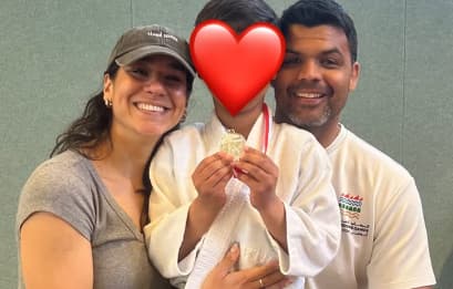 Joanna Maranhão com o filho Caetano e marido (Reprodução/Instagram: @jujuca1987)