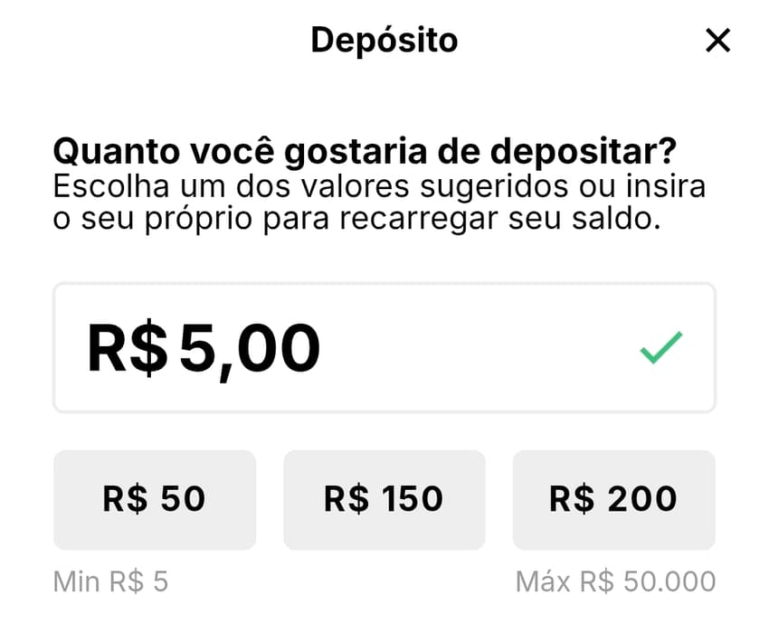 Captura de tela do depósito KTO via Pix.