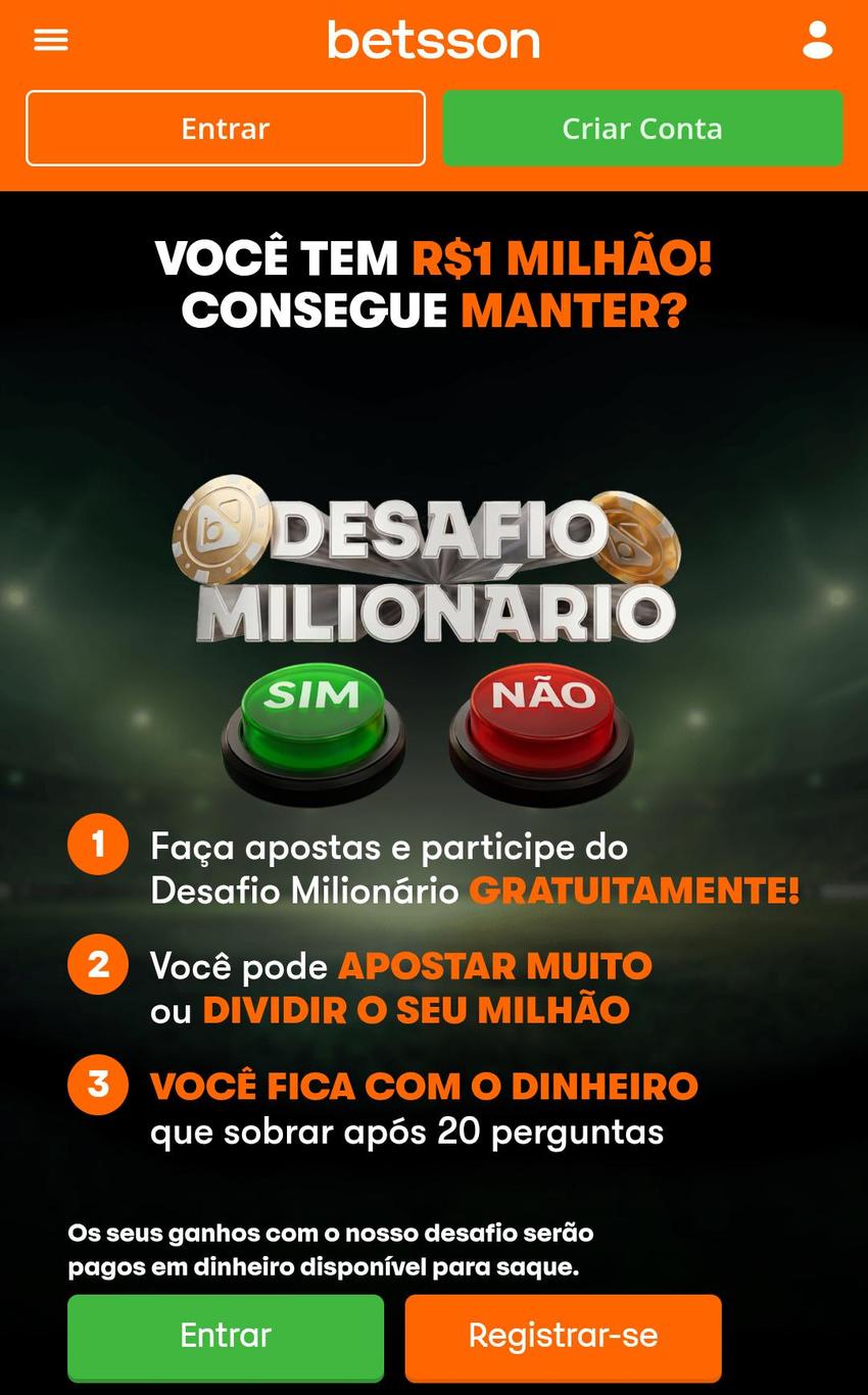 Captura de tela do melhor site de apostas Betsson.