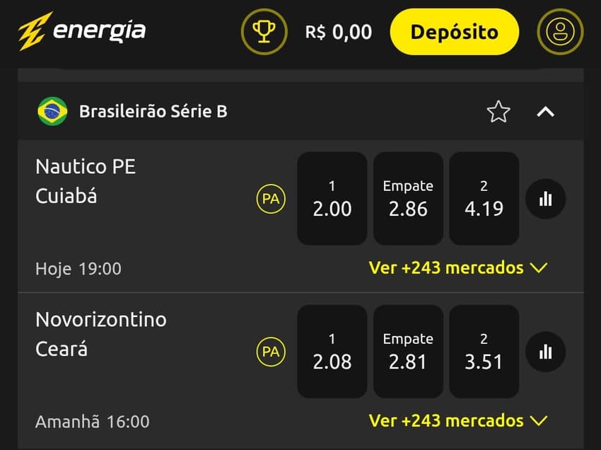 Captura de tela do melhor site de apostas Energia Bet.
